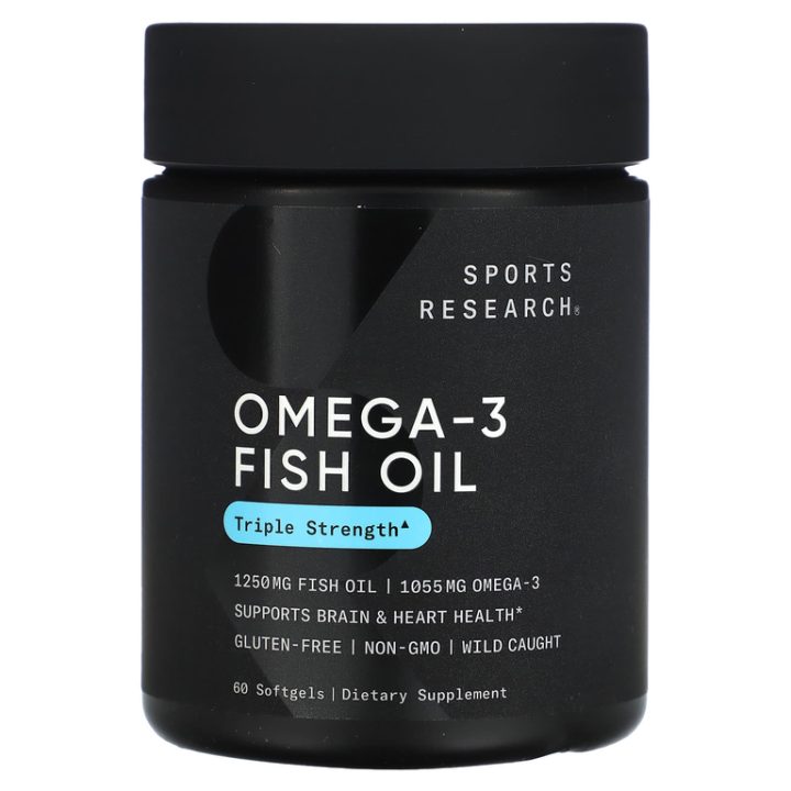 Sports Research, Omega 3 Fish Oil, Рыбий жир с омега-3, тройной силы, 60 мягких таблеток