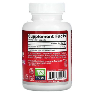 Glutathione Reduced, глутатион, 500 мг, 60 капсул, Jarrow