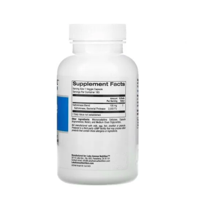 Lake Avenue, Nattokinase, Proteolytic Enzyme 2,000 FUs, Наттокиназа, 180 капсул