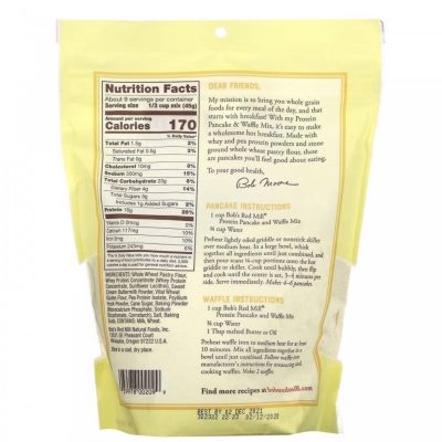 Bob's Red Mill, протеиновая смесь для блинов и вафель, цельнозерновая, 397 г