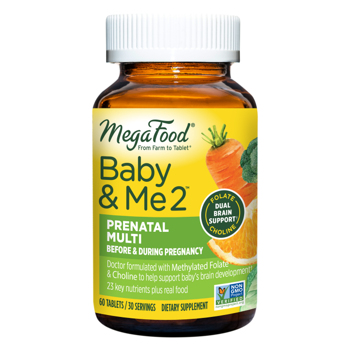 Megafood, Baby & Me 2, Prenatal Multi, мультивитамины для беременных, 60 таблеток