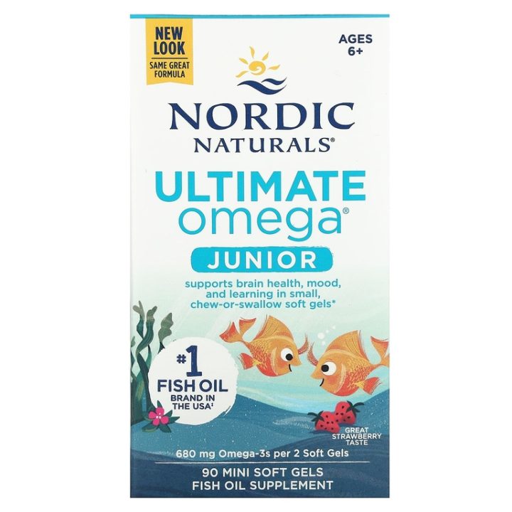 Nordic Naturals, Омега-3 Ultimate Junior 6-12 лет, 680мг, 90капс.