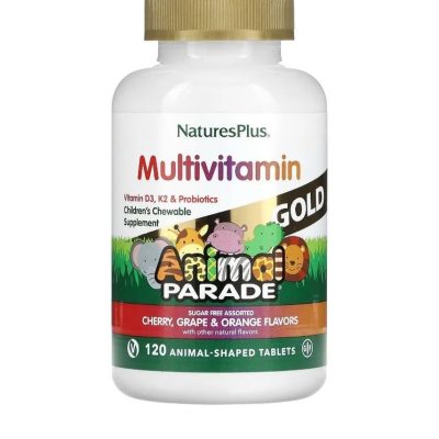 Nature's Plus, Мультивитамины для детей Animal Parade Gold, со вкусом вишни, винограда, апельсина, 120 таблеток