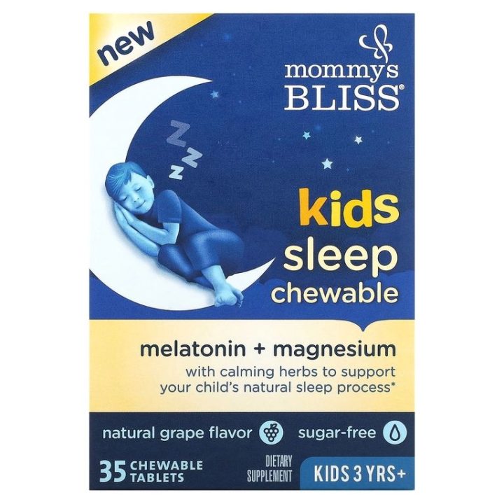 Mommys Bliss, Melatonin + Magnesium Kids Sleep, мелатонин + магний, вкус винограда, 35 таблеток