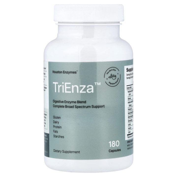 Houston Enzymes, TriEnza, ферменты при пищевой непереносимости, 180 капсул