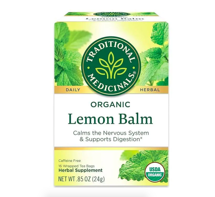 Traditional Medicinals, Lemon Balm, чай с мелиссой, успокивающий, без кофеина, 16 пакетиков, 24 г
