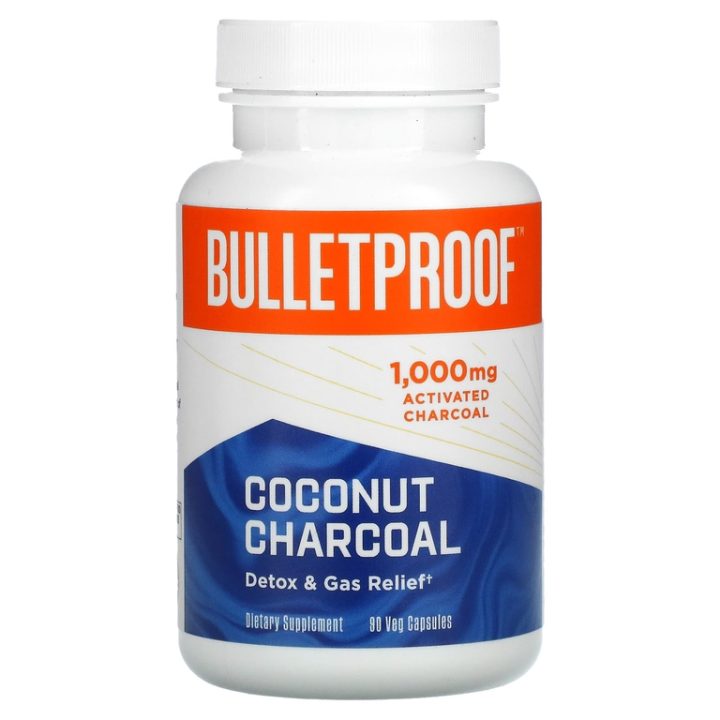 BulletProof, кокосовый уголь, средство для выведения токсинов и газов, 1000 мг, 90 капсул
