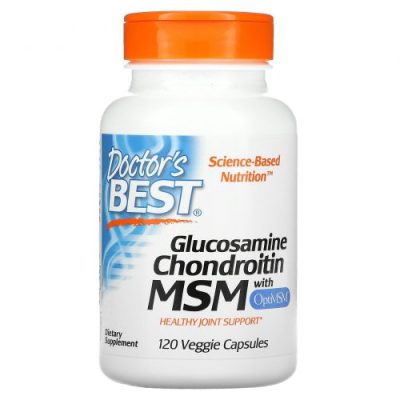Doctor's Best, Глюкозамин+Хондротин+MSM с OptiMSM, 120 капсул