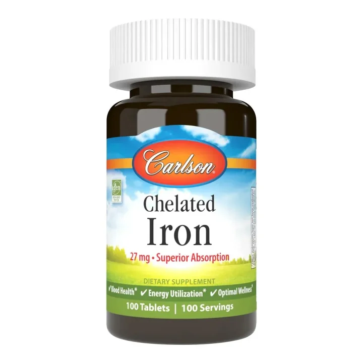 Carlson, Хелатное железо, Iron Chelated, 27 мг, 100 таблеток