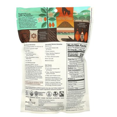 Navitas Organics, Органический какао-порошок без сахара, Organic Cacao Powder, 454 г