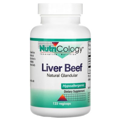 Nutricology, Liver Beef, натуральная вытяжка из говяжьей печени, 125 капсул