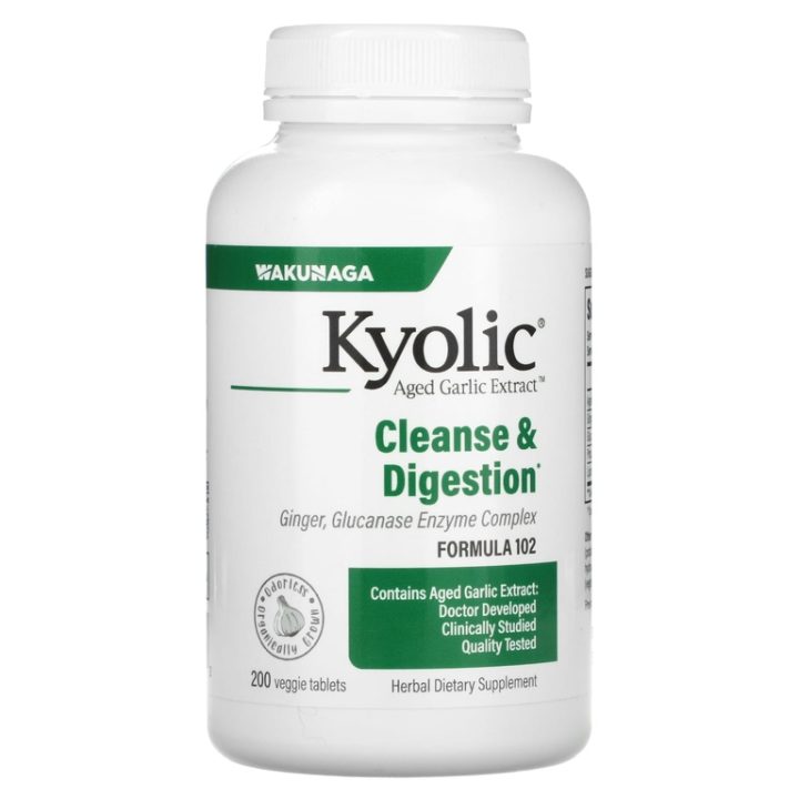Kyolic, Formula 102, очищение от кандида и улучшение пищеварения, 200 таблеток
