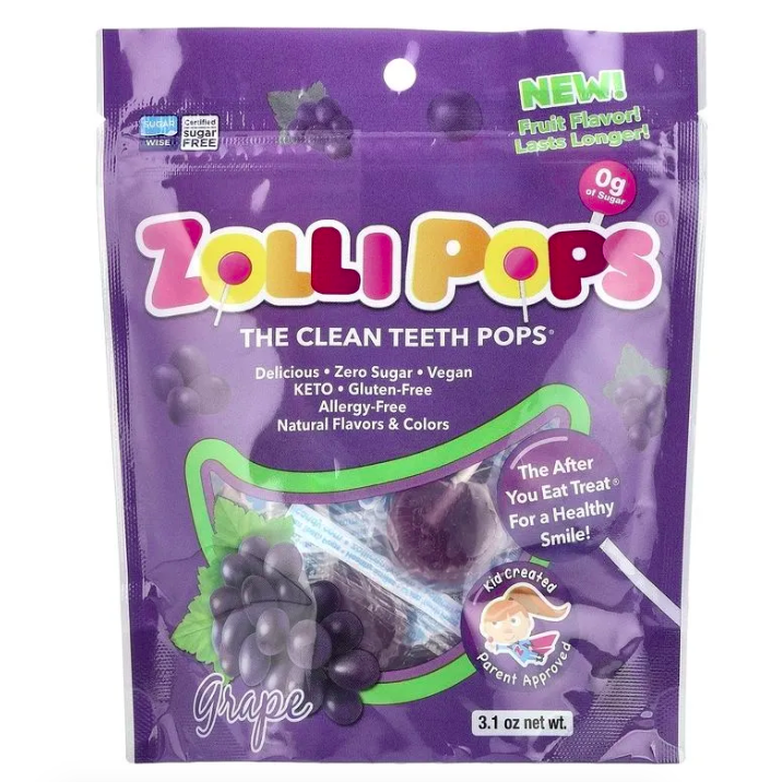 Zollipops, Леденцы для чистых зубов, виноград, 15 шт