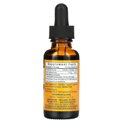Herb Pharm, успокаивающий лимонный бальзам для детей, без спирта, Lemon Balm Сalm, без спирта, 30 мл