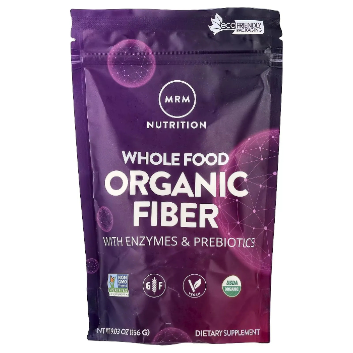 MRM Nutrition, Цельнопищевая органическая клетчатка с ферментами и пребиотиками, 256 гр