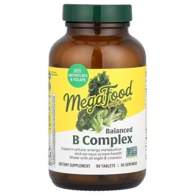 MegaFood, Balanced B Complex, сбалансированный комплекс витаминов В, 90 таблеток