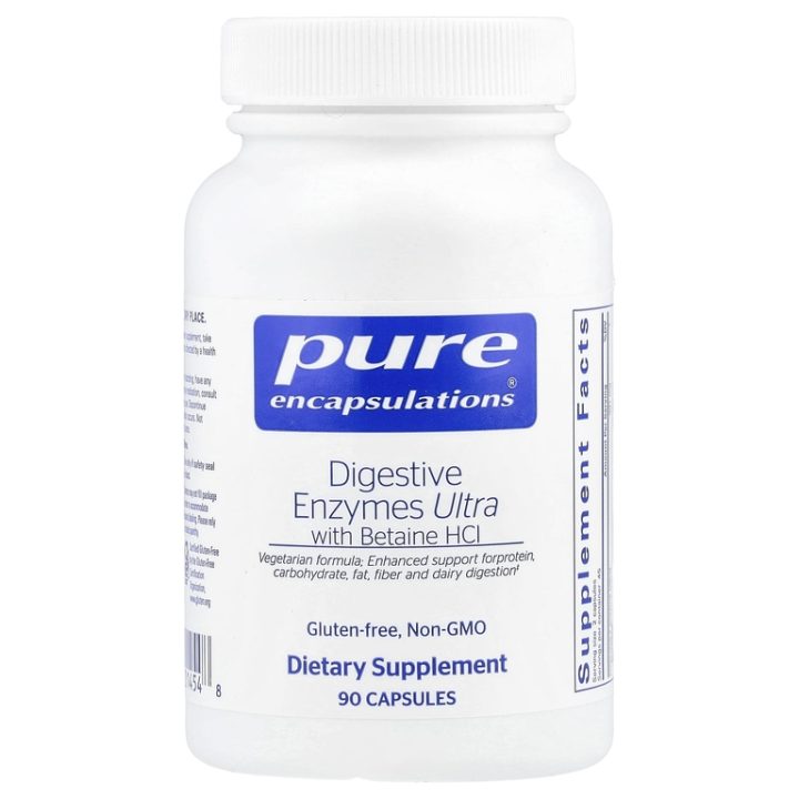 Pure Encapsulations, Digestive Enzymes Ultra, пищеварительные ферменты с бетаином HCl, 90 капсул