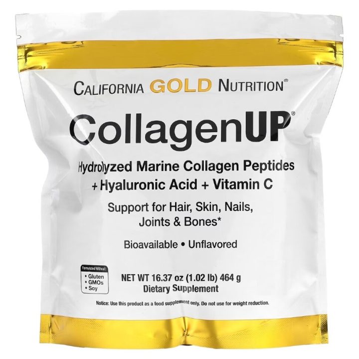 California Gold, Коллаген морской Collagen UP с гиалуроновой кислотой и витамином C, 464гр