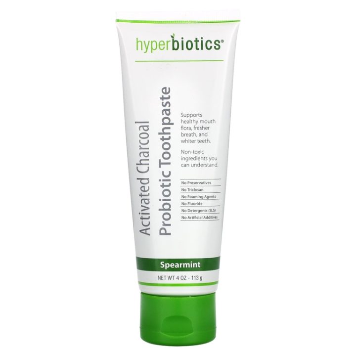 Hyperbiotics, Зубная паста с активированным углем и пробиотиком, со вкусом мяты, 113 г