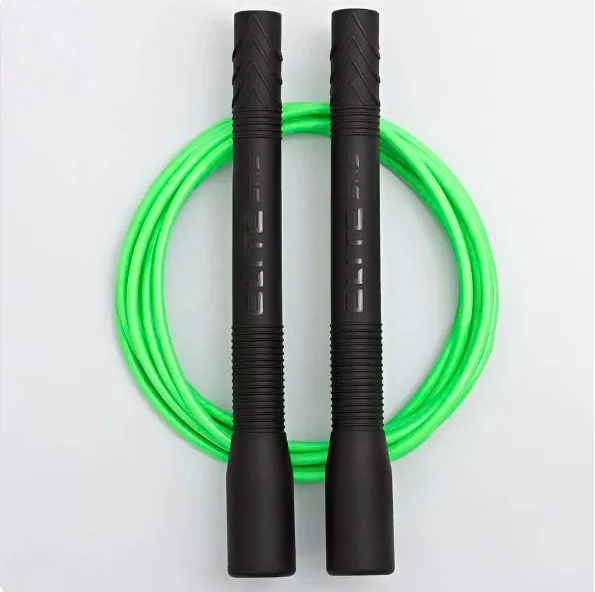 Elite Jumps, Fit Rope, Скакалка длинная для фристайла с ручками 8 дюймов (20 см), неоновая зеленая