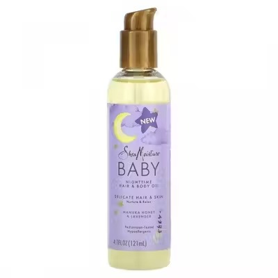Shea Moisture, Baby Nighttime Oil, детское ночное масло для волос и тела, мед манука и лаванда, 121 мл
