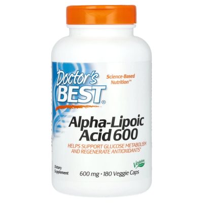 Doctor's Best, альфа-липоевая кислота (АЛК) 600 мг, Alpha-Lipoic Acid 600, 180 капсул
