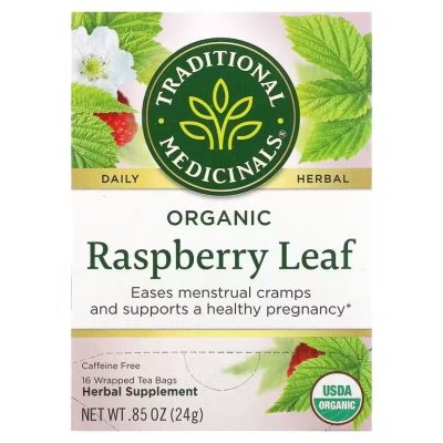 Traditional Medicinals, листья органической малины, Raspberry Leaf, без кофеина, 16 чайных пакетиков