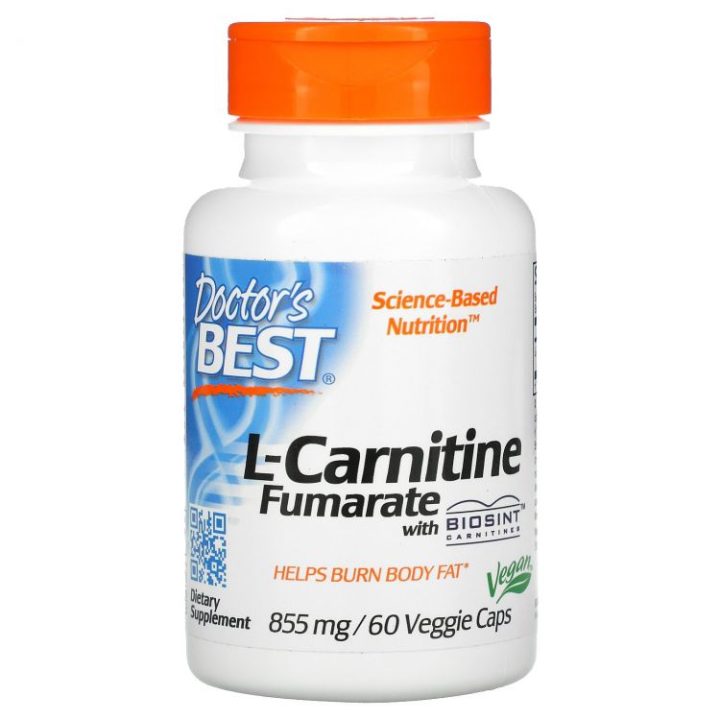Doctor's Best L-карнитин фумарат с карнитинами Biosint, 855 мг, 60 вегетарианских капсул
