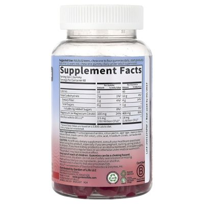 Garden of Life, Dr. Formulated, Магний с пребиотиками и пробиотиками, со вкусом малины, 60 жевательных таблеток