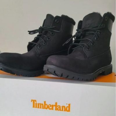 Timberland, ботинки зимние, мех, 6 in, 24,5 см, чёрные