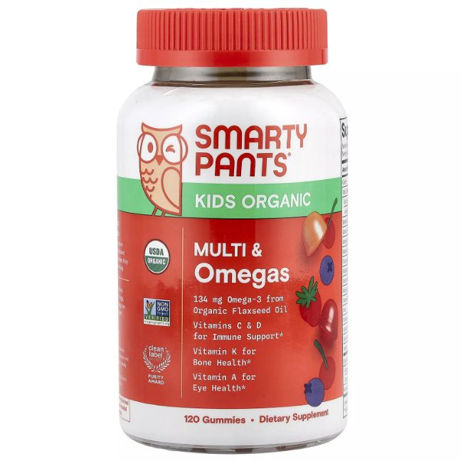 Smarty Pants, Мультивитамины для детей с омега-3, ягодный вкус, 120 таблеток