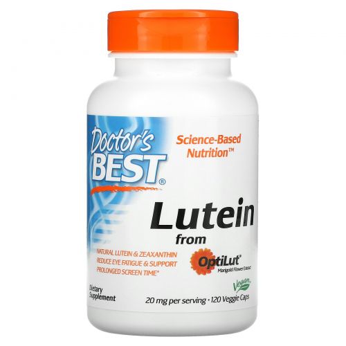 Doctor's Best, Лютеин, Lutein with OptiLut, 10 мг, 120 капсул