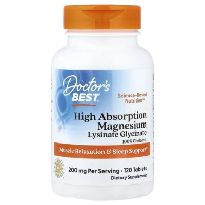 Doctor's Best, Магний с высокой степенью усвоения, High Absorption Magnesium, 200 мг, 120 таблеток