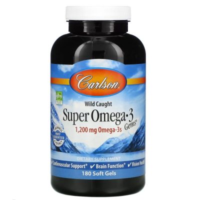 Carlson Labs, Super Omega-3, высокоэффективная Омега-3, 1200 мг, 180 капсул