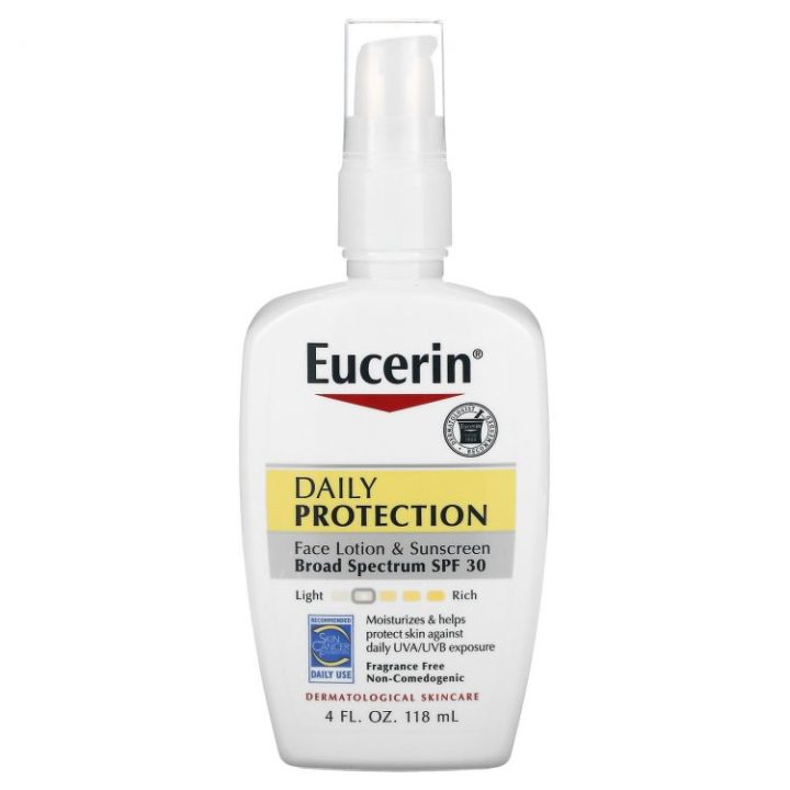 Eucerin, Sunscreen SPF 30, Увлажняющий лосьон для лица, защита от солнца, без запаха, 118 мл