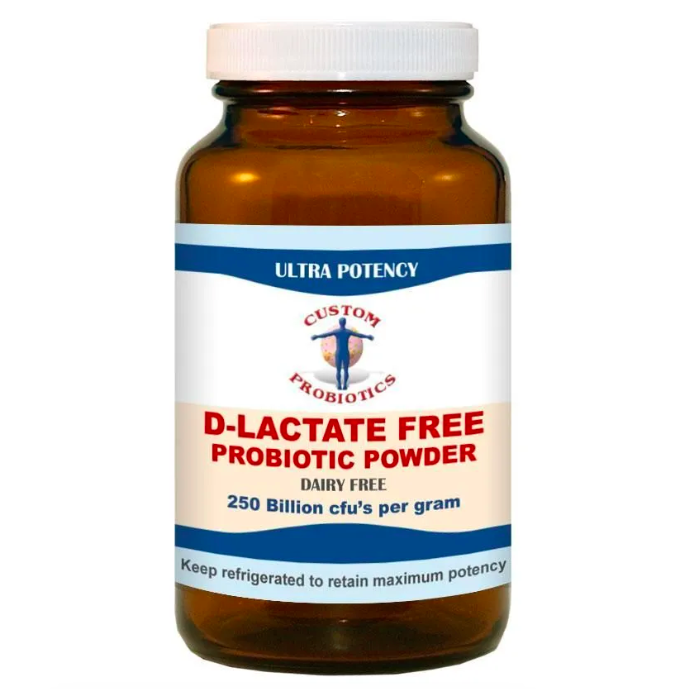 Custom Probiotics, Пробиотики без D-лактата, D-Lactate Free Probiotic Powder, 250 млрд. КОЕ/г, 50 г