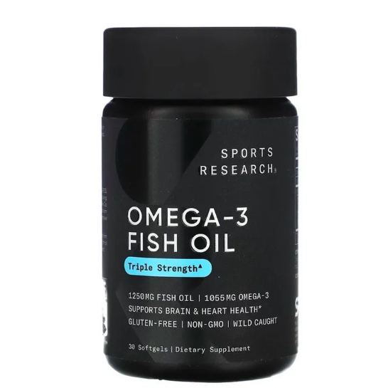 Sports Research, Omega 3 Fish Oil, Рыбий жир с омега-3, тройной силы, 30 таб