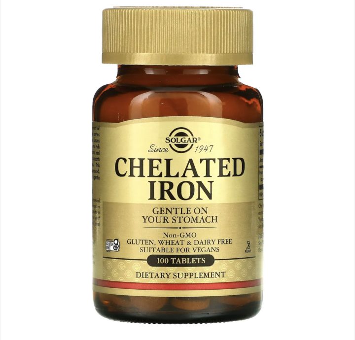 Solgar, Iron Chelated, Хелатное железо, 100 таблеток