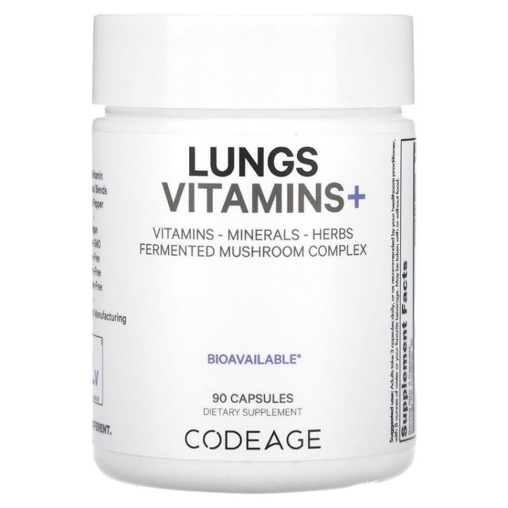 CodeAge, Lungs Vitamins+, витамины для здоровья легких, 90 капсул