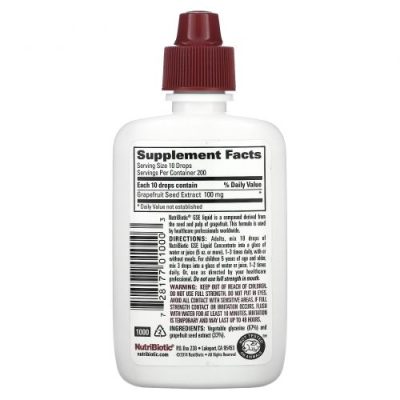 NutriBiotic, GSE веганский экстракт семян грейпфрута, жидкий концентрат, 59 мл
