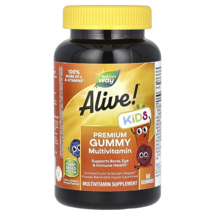 Nature's Way, Alive! Kids, мультивитамины для детей, вишня, апельсин, виноград, 90 таблеток