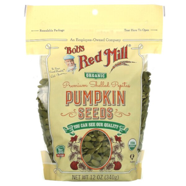 Bobs Red Mill, органические очищенные тыквенные семечки, Pumpkin Seeds, 340 г