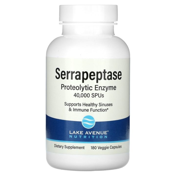 Lake Avenue, Серрапептаза, Serrapeptase 40 000SPUs, Proteolytic Enzyme, 180 капсул