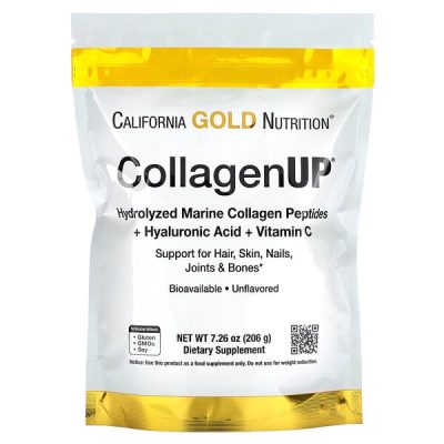 California Gold, Collagen UP, Коллаген морской, c гиалуроновой кислотой и витамином C, 206гр