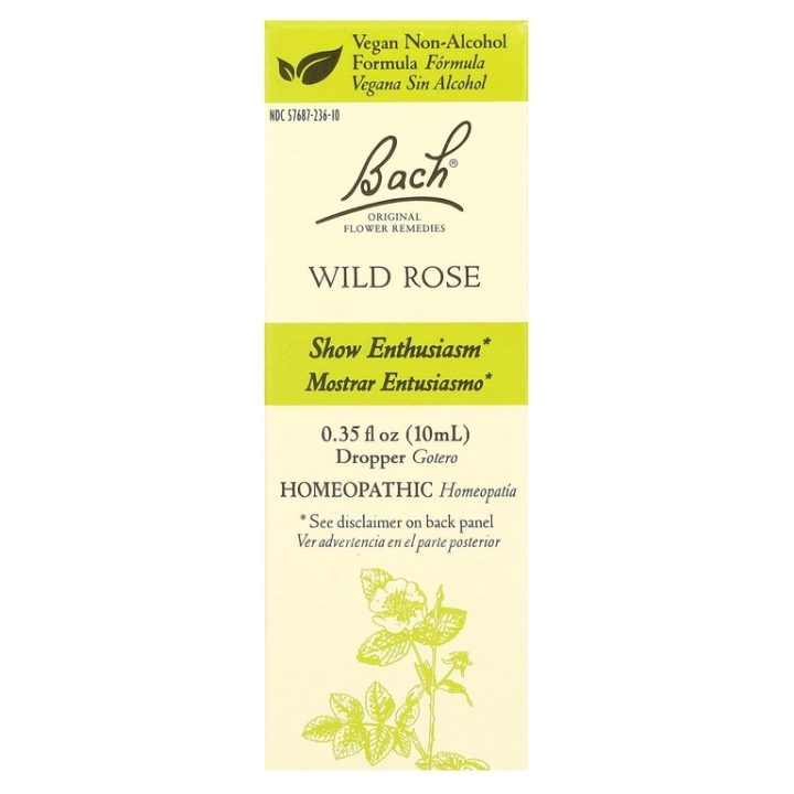 Bach, Original Flower Remedies, Wild Rose, Дикая роза, снятие нервного напряжения, 10мл