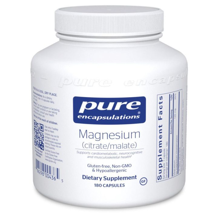 Pure Encapsulations, Magnesium citrate/ malate, магний цитрат/ малат, 120 мг, 180 капсул