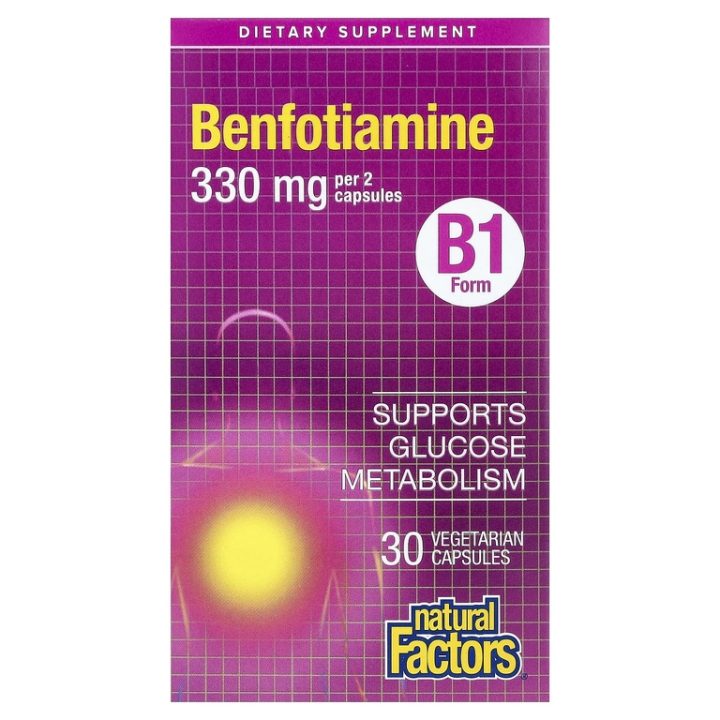 Natural Factors, Витамин B1, Benfotiamine, Бенфотиамин 330 мг, 30 вег капсул