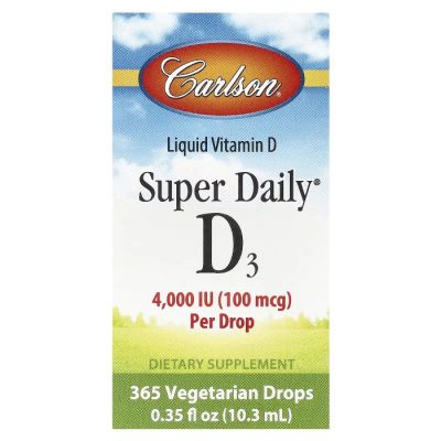 Carlson, Витамин D3, Super Daily, 100 мкг (4000 МЕ), 10,3 мл