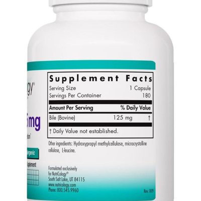 Nutricology, Ox Bile, бычья желчь, 125 мг, 180 капсул
