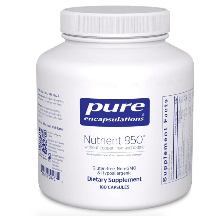 Pure Encapsulations, Nutrient 950, Витамины и минералы, без меди, железа и йода, 180 капсул